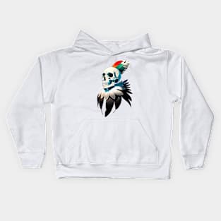 skull with feathers Kids Hoodie